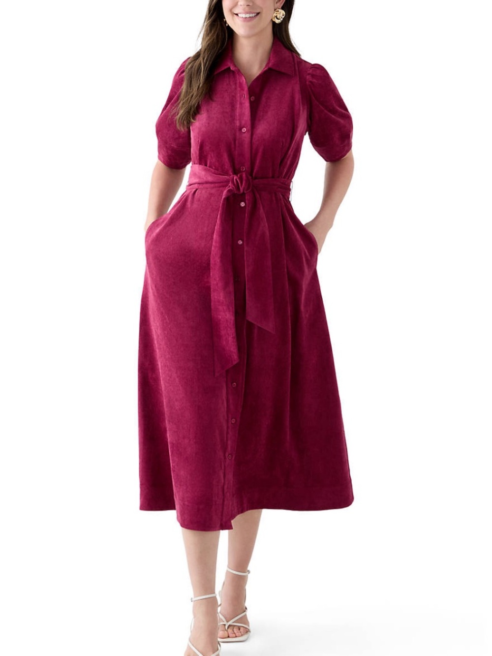 Crown & Ivy Corduroy Midi Shirt Dress